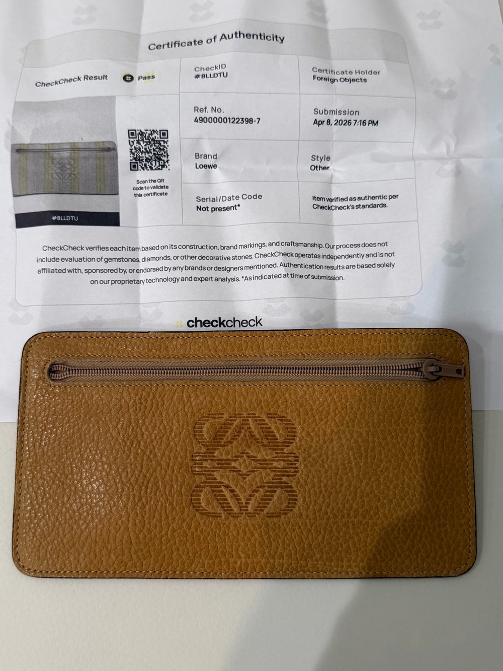 Loewe Caramel Tan Pebbled Leather Wallet coin wallet.
